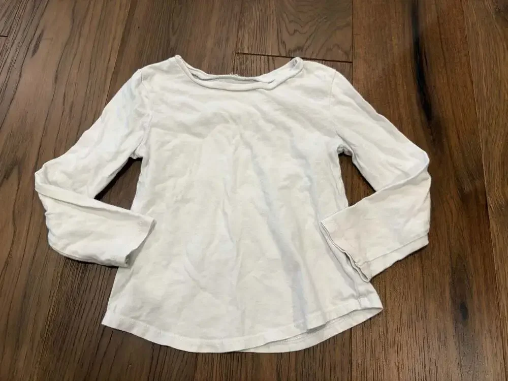 Old Navy Toddler Girls Long Sleeve White Basic T-Shirt